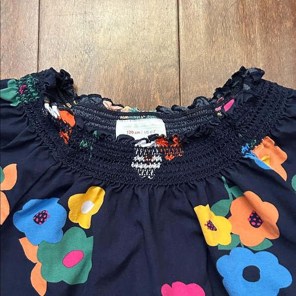 Hanna Andersson Navy Floral Kids Blouse, Size 6/7 - Picture 2 of 12